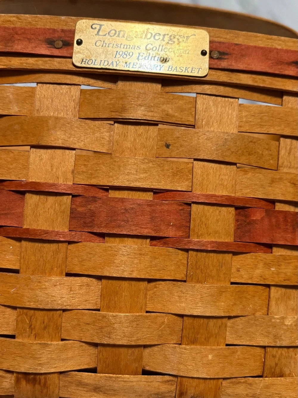 Longaberger Brown and Red Handwoven Storage Basket